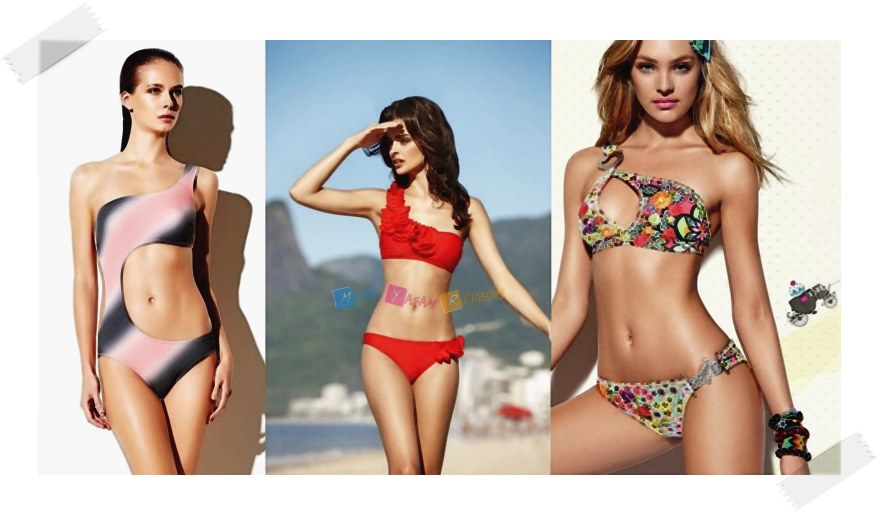 2015 Plaj Modası Tek Omuz Bikini Modelleri